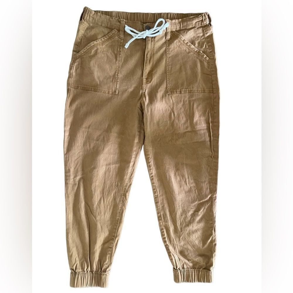 No boundaries utility crop pants mustard brown high rise elasticized waist sz XL